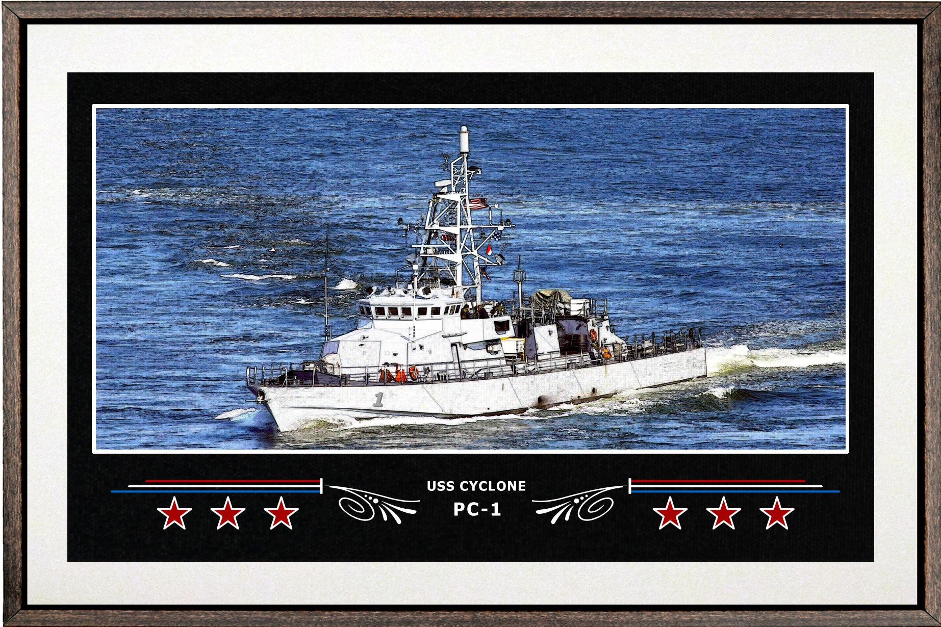 USS CYCLONE PC 1 BOX FRAMED CANVAS ART WHITE