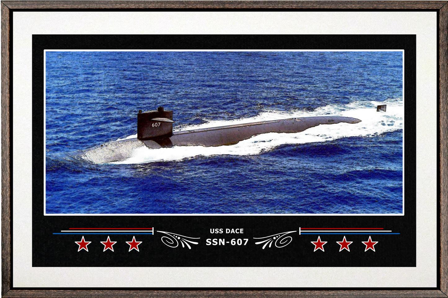 USS DACE SSN 607 BOX FRAMED CANVAS ART WHITE