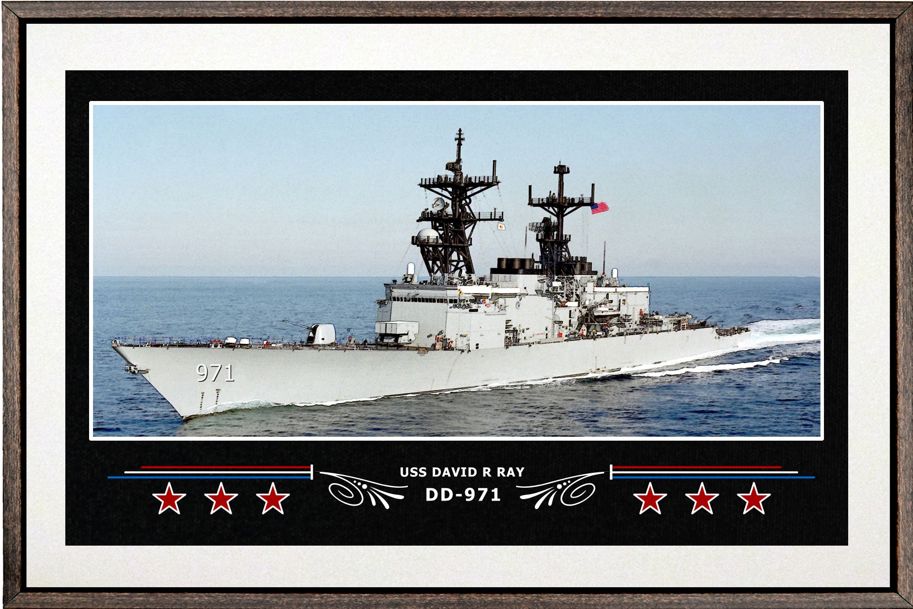 USS DAVID R RAY DD 971 BOX FRAMED CANVAS ART WHITE