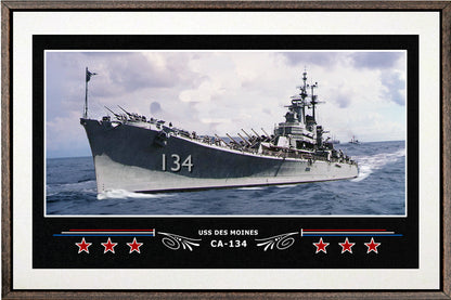 USS DES MOINES CA 134 BOX FRAMED CANVAS ART WHITE