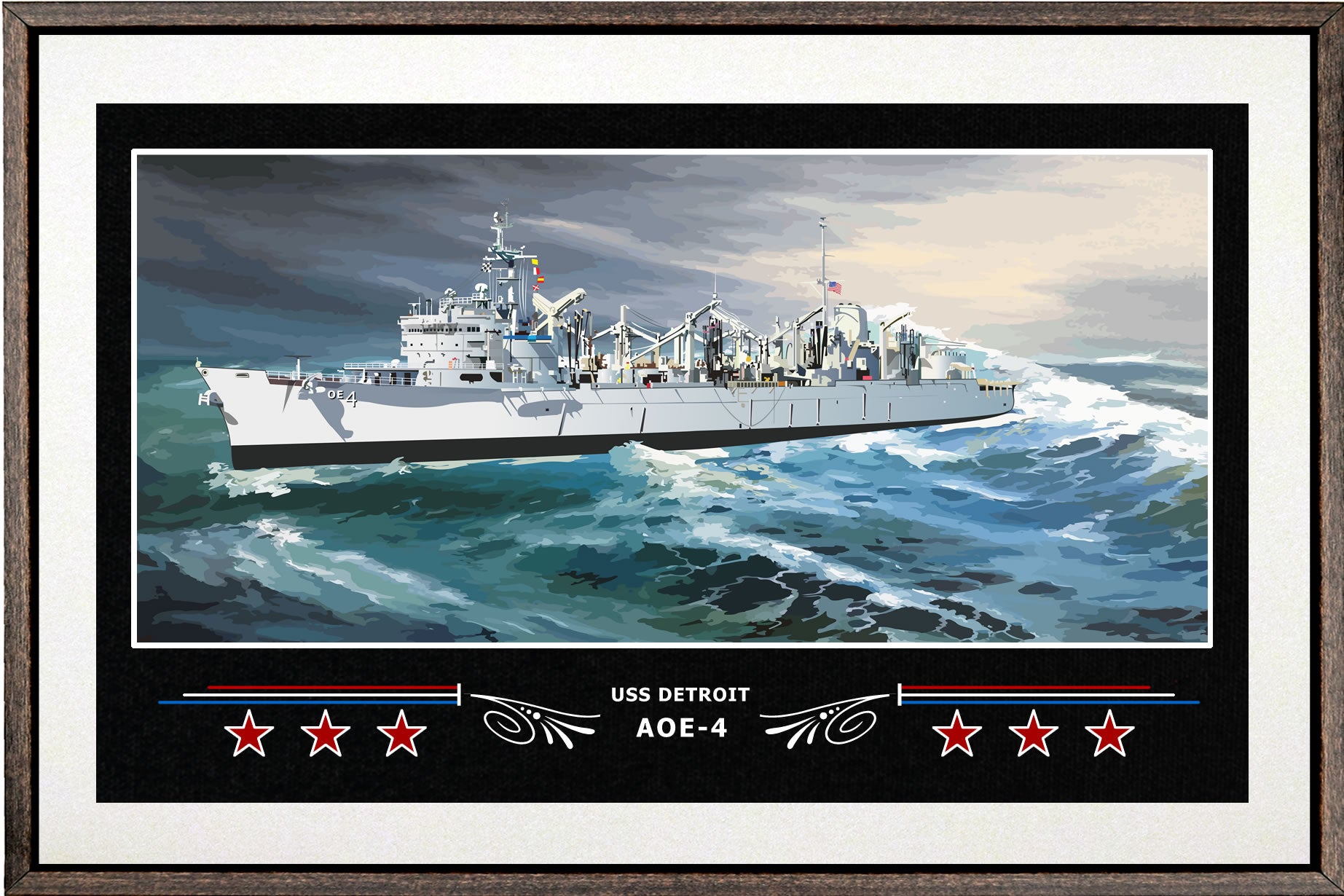 USS DETROIT AOE 4 BOX FRAMED CANVAS ART WHITE