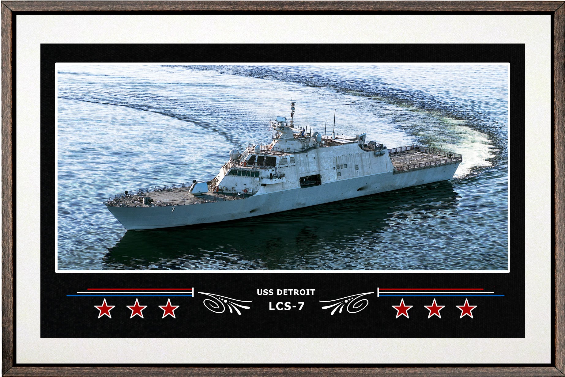 USS DETROIT LCS 7 BOX FRAMED CANVAS ART WHITE