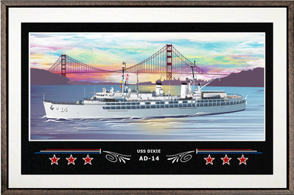 USS DIXIE AD 14 BOX FRAMED CANVAS ART WHITE