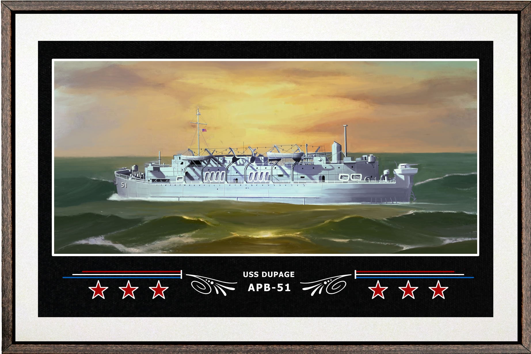 USS DUPAGE APB 51 BOX FRAMED CANVAS ART WHITE