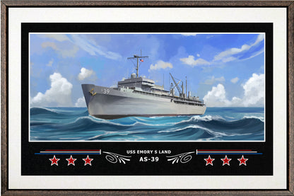 USS EMORY S LAND AS 39 BOX FRAMED CANVAS ART WHITE
