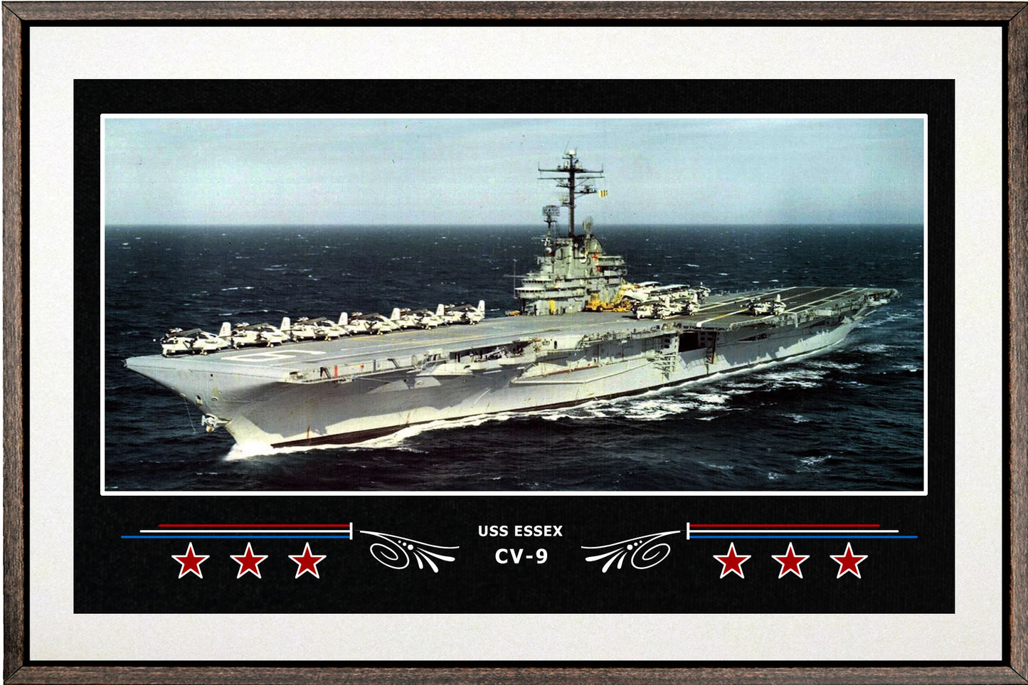 USS ESSEX CV 9 BOX FRAMED CANVAS ART WHITE