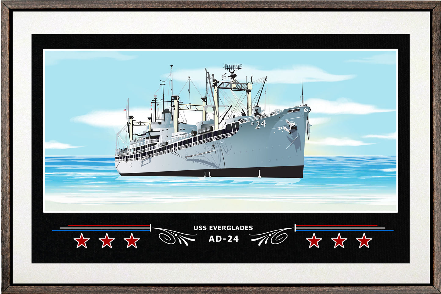 USS EVERGLADES AD 24 BOX FRAMED CANVAS ART WHITE
