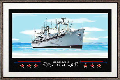 USS EVERGLADES AD 24 BOX FRAMED CANVAS ART WHITE