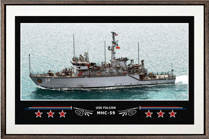 USS FALCON MHC 59 BOX FRAMED CANVAS ART WHITE