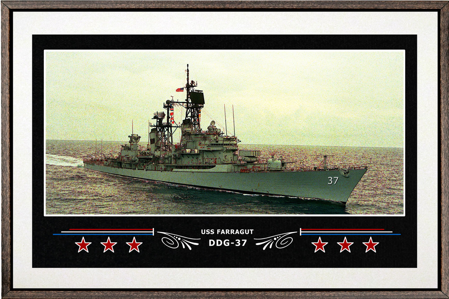 USS FARRAGUT DDG 37 BOX FRAMED CANVAS ART WHITE