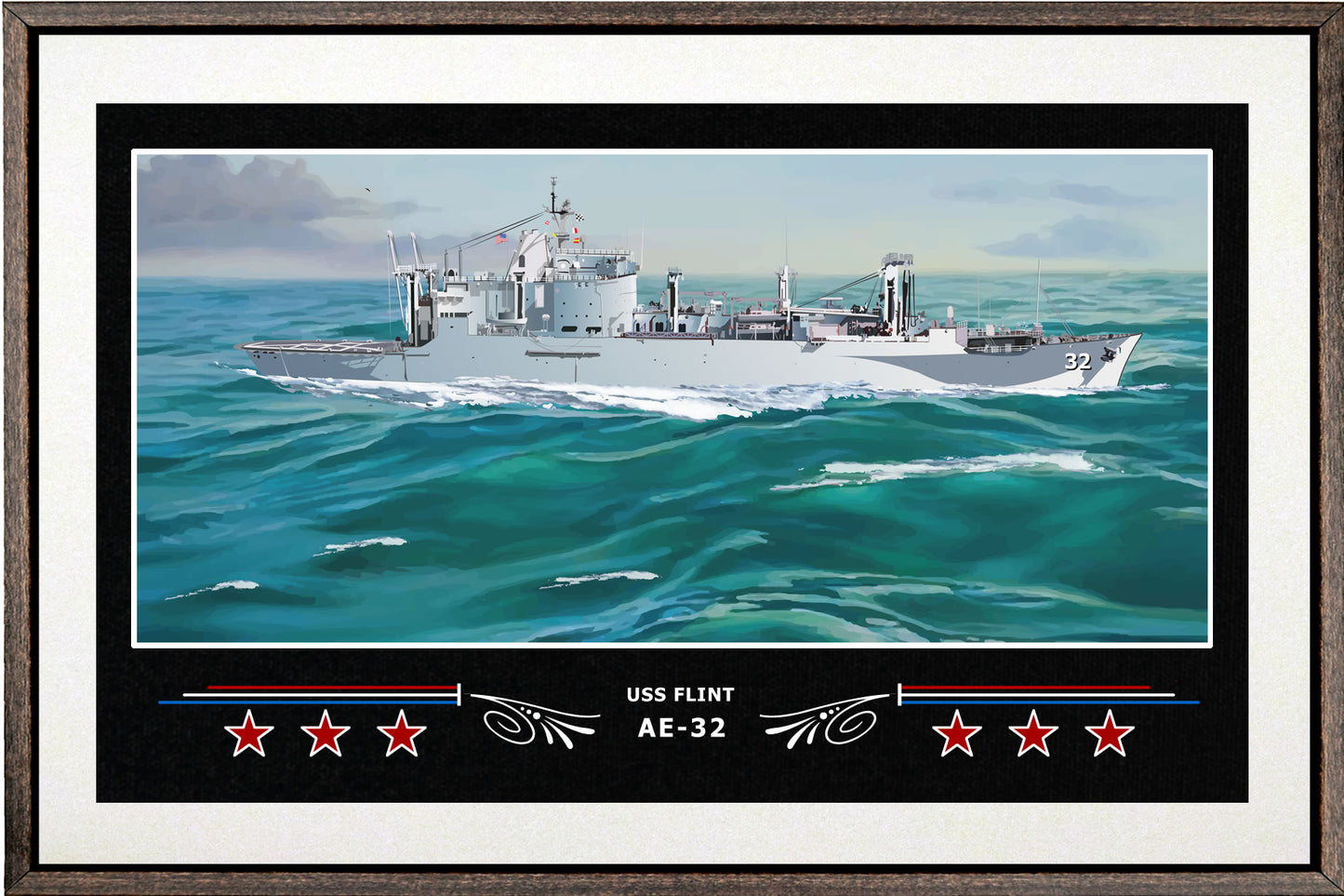 USS FLINT AE 32 BOX FRAMED CANVAS ART WHITE