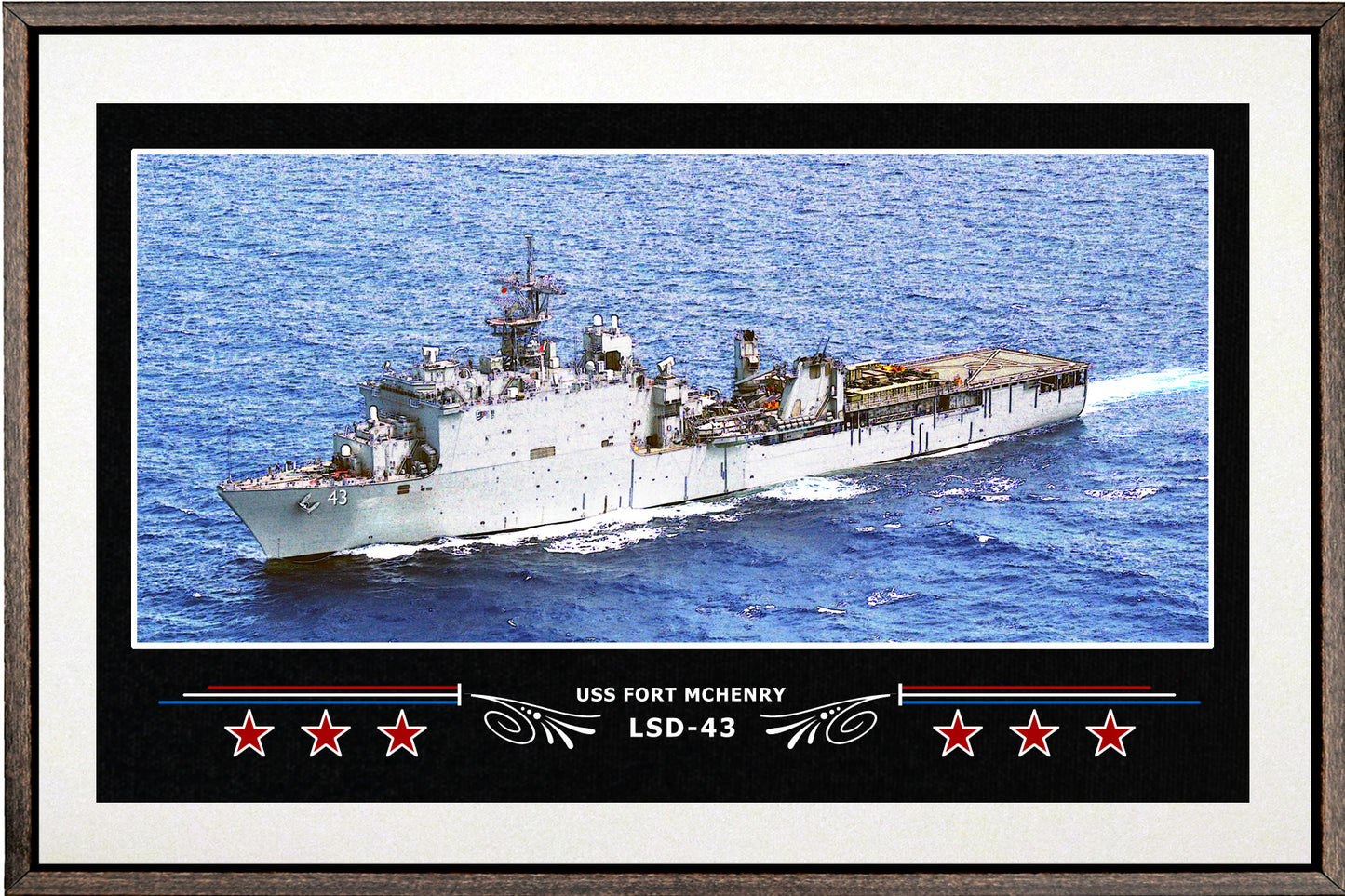 USS FORT MCHENRY LSD 43 BOX FRAMED CANVAS ART WHITE