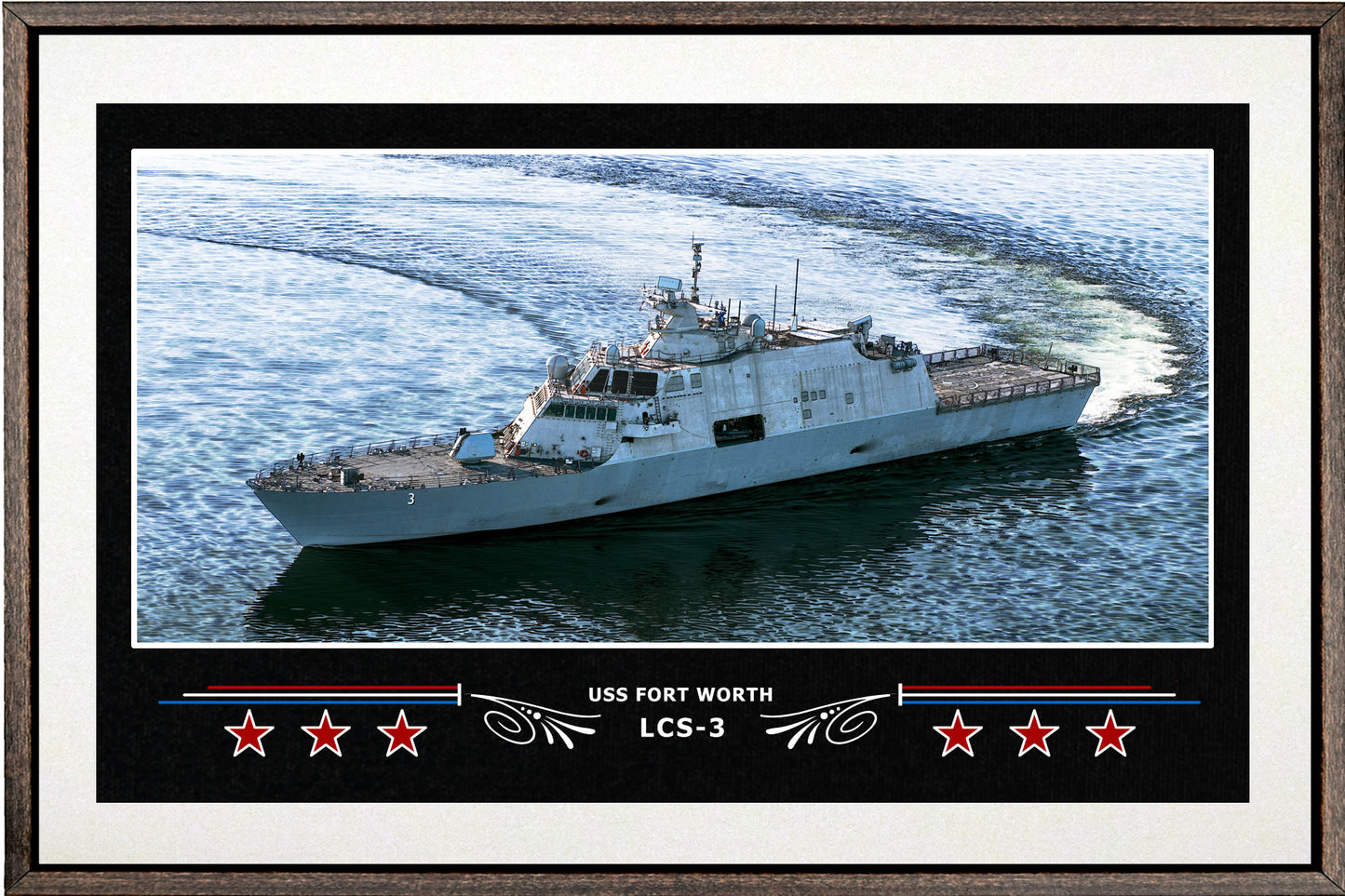 USS FORT WORTH LCS 3 BOX FRAMED CANVAS ART WHITE