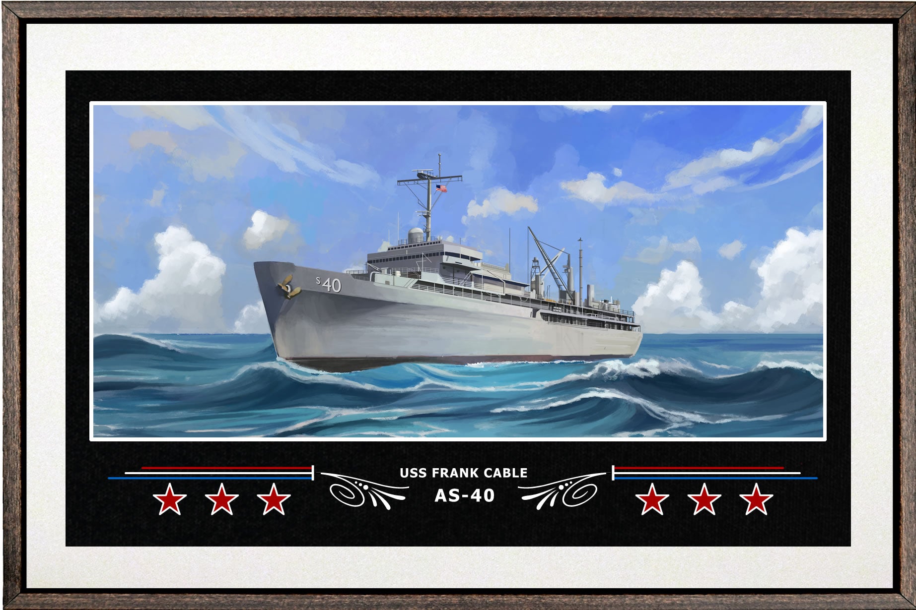 USS FRANK CABLE AS 40 BOX FRAMED CANVAS ART WHITE