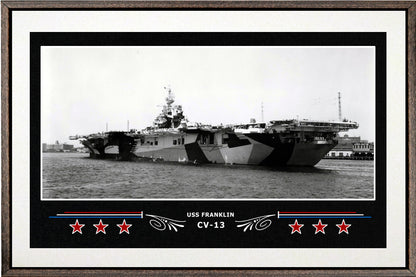 USS FRANKLIN CV 13 BOX FRAMED CANVAS ART WHITE