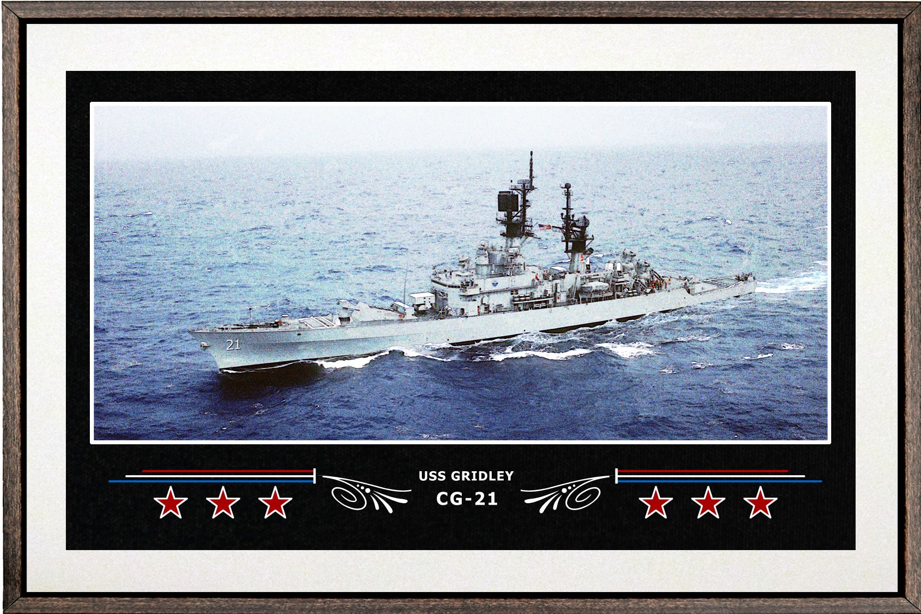 USS GRIDLEY CG 21 BOX FRAMED CANVAS ART WHITE