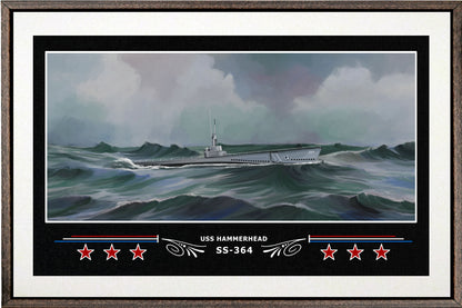 USS HAMMERHEAD SS 364 BOX FRAMED CANVAS ART WHITE