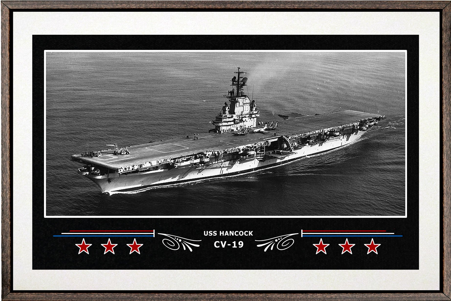 USS HANCOCK CV 19 BOX FRAMED CANVAS ART WHITE