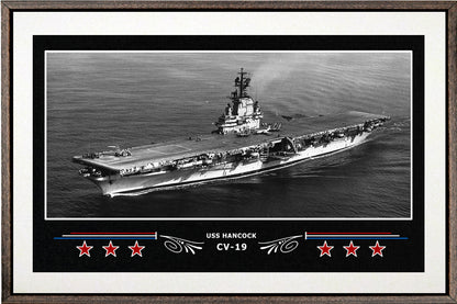 USS HANCOCK CV 19 BOX FRAMED CANVAS ART WHITE