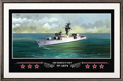 USS HAROLD E HOLT FF 1074 BOX FRAMED CANVAS ART WHITE