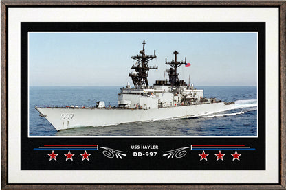 USS HAYLER DD 997 BOX FRAMED CANVAS ART WHITE