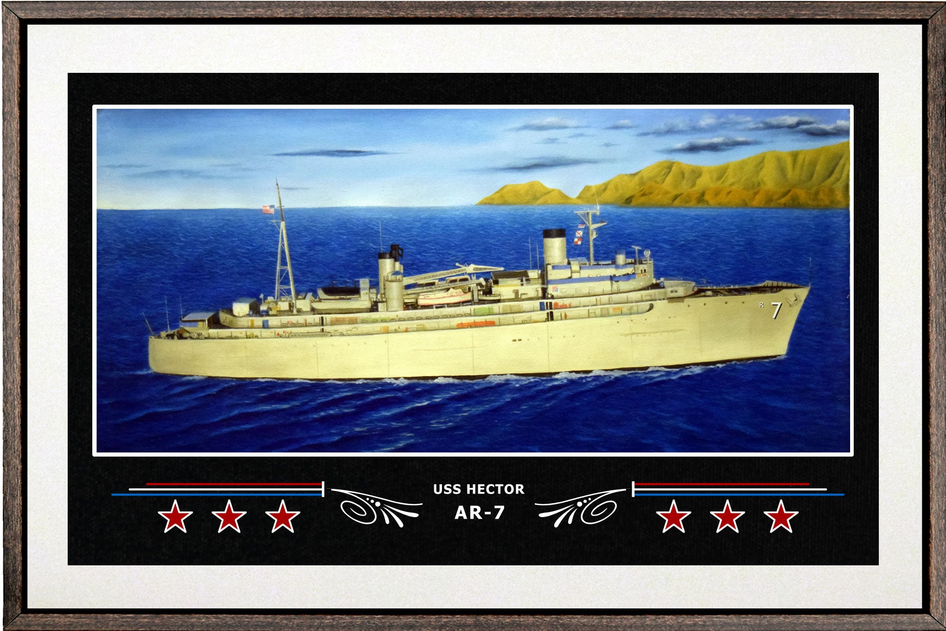 USS HECTOR AR 7 BOX FRAMED CANVAS ART WHITE