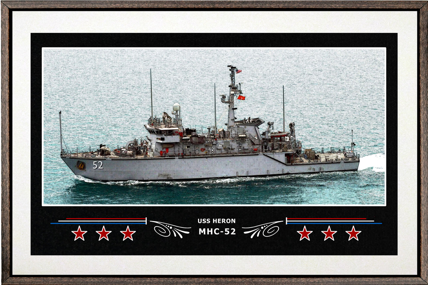 USS HERON MHC 52 BOX FRAMED CANVAS ART WHITE