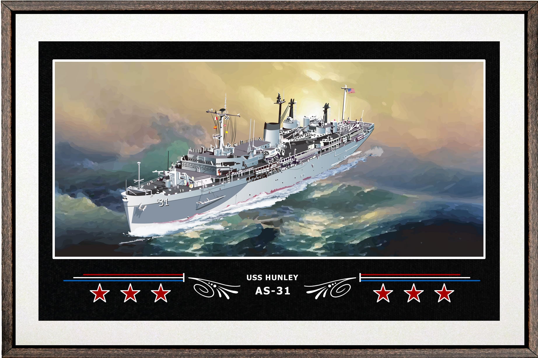 USS HUNLEY AS 31 BOX FRAMED CANVAS ART WHITE