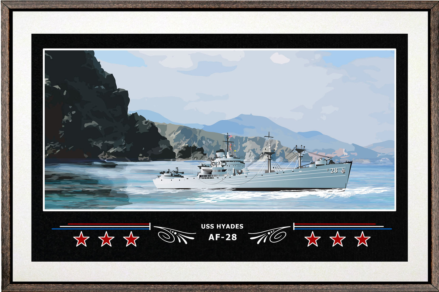 USS HYADES AF 28 BOX FRAMED CANVAS ART WHITE