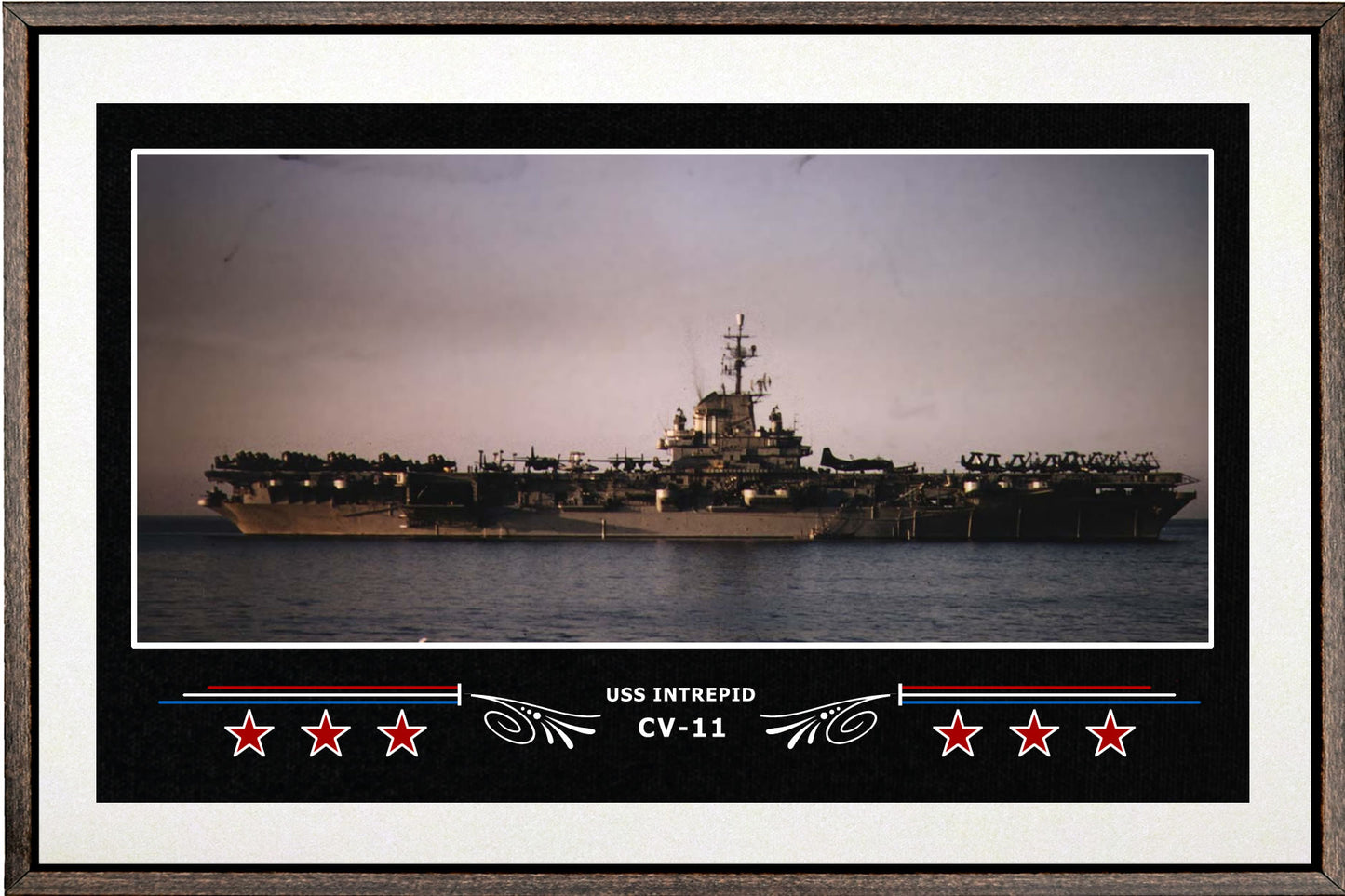 USS INTREPID CV 11 BOX FRAMED CANVAS ART WHITE