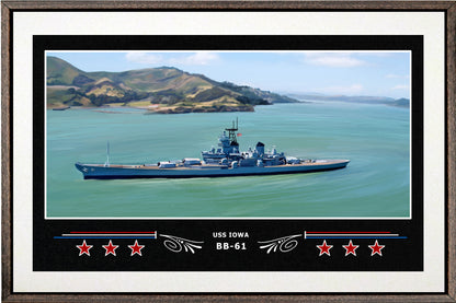 USS IOWA BB 61 BOX FRAMED CANVAS ART WHITE