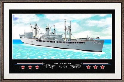 USS ISLE ROYALE AD 29 BOX FRAMED CANVAS ART WHITE