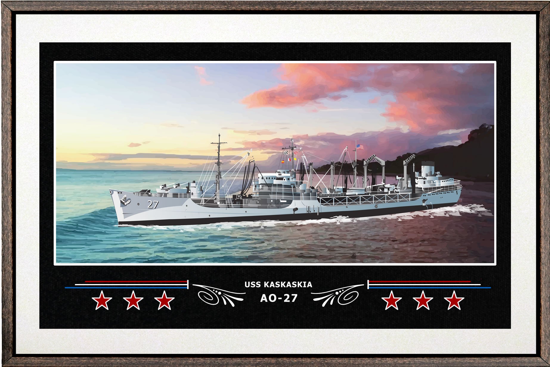 USS KASKASKIA AO 27 BOX FRAMED CANVAS ART WHITE