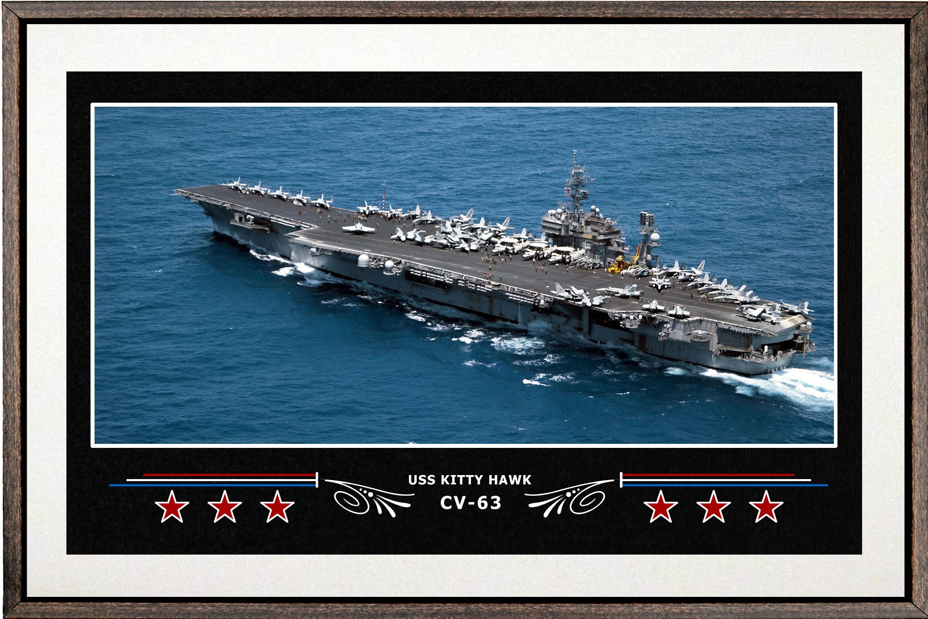 USS KITTY HAWK CV 63 BOX FRAMED CANVAS ART WHITE