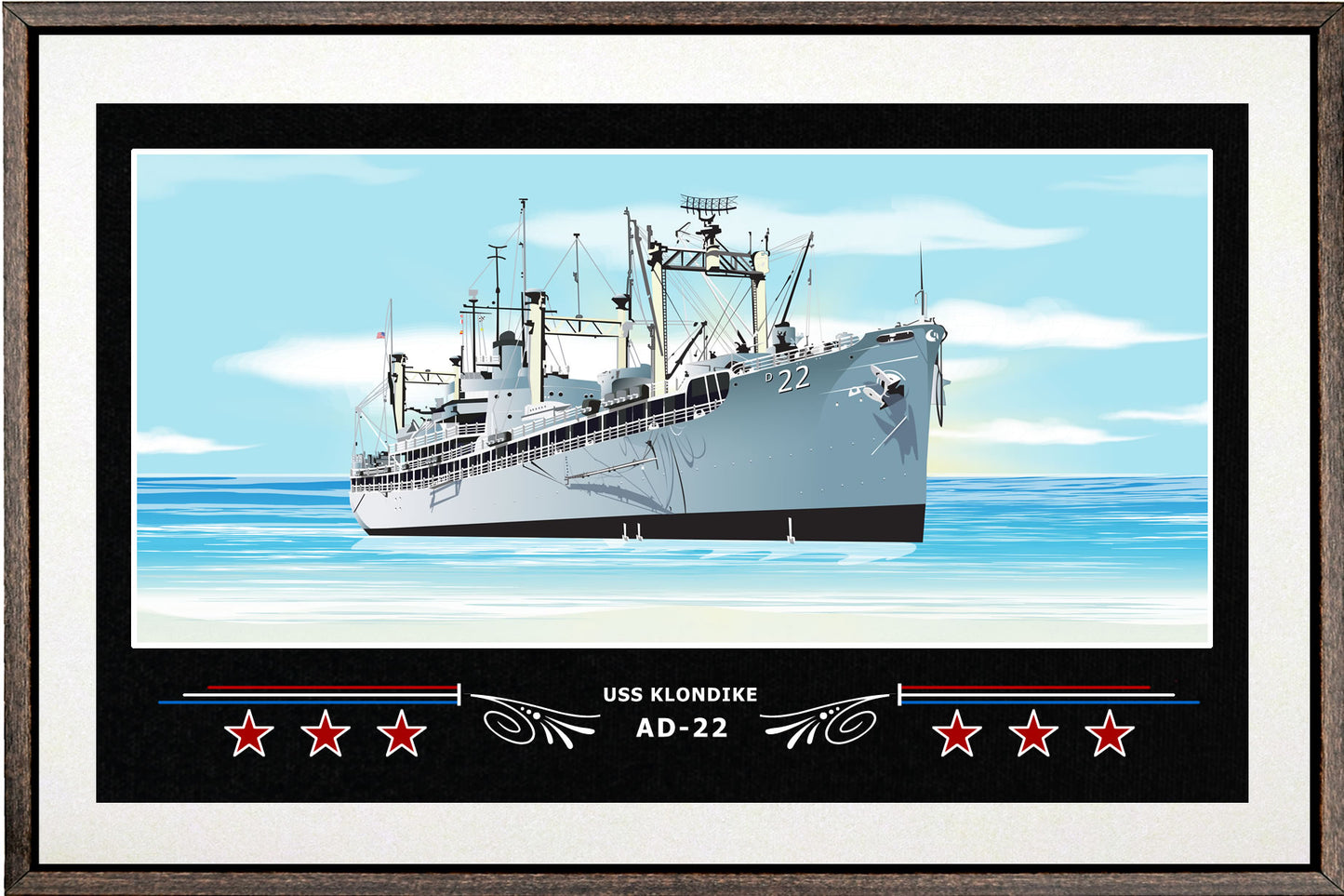 USS KLONDIKE AD 22 BOX FRAMED CANVAS ART WHITE