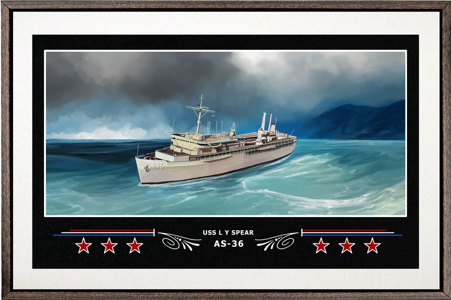 USS L Y SPEAR AS 36 BOX FRAMED CANVAS ART WHITE