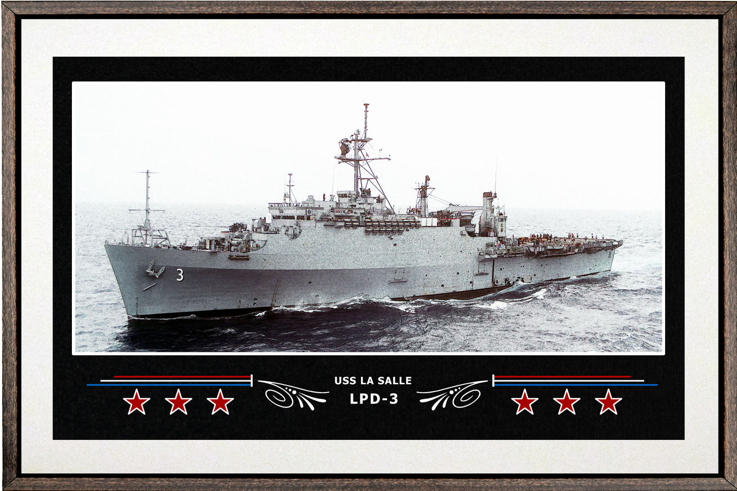 USS LA SALLE LPD 3 BOX FRAMED CANVAS ART WHITE
