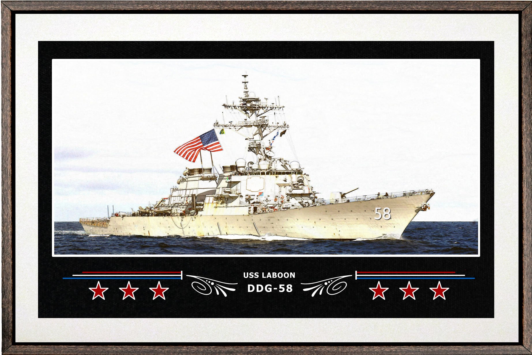 USS LABOON DDG 58 BOX FRAMED CANVAS ART WHITE