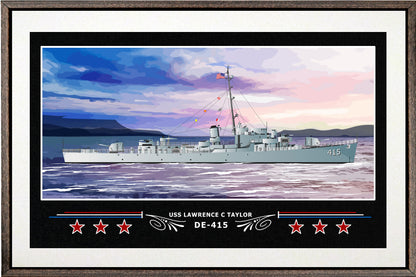 USS LAWRENCE C TAYLOR DE 415 BOX FRAMED CANVAS ART WHITE