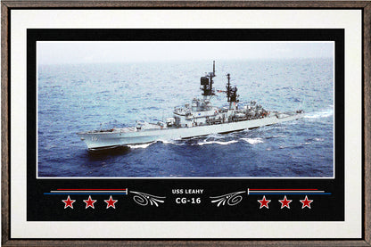 USS LEAHY CG 16 BOX FRAMED CANVAS ART WHITE