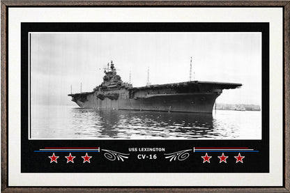USS LEXINGTON CV 16 BOX FRAMED CANVAS ART WHITE