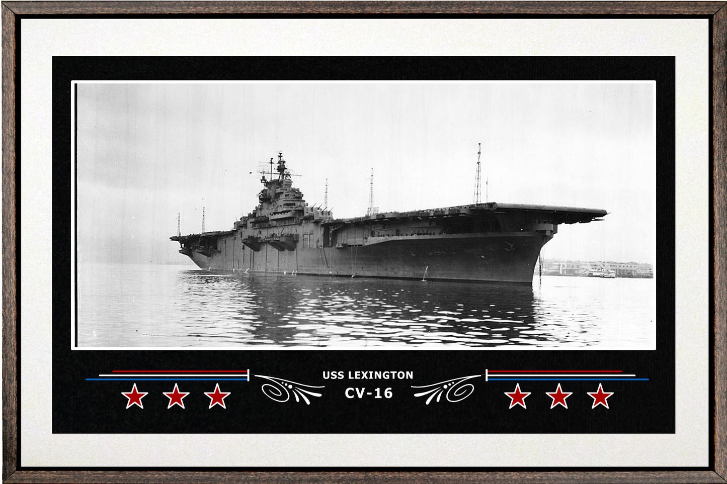 USS LEXINGTON CV 16 BOX FRAMED CANVAS ART WHITE