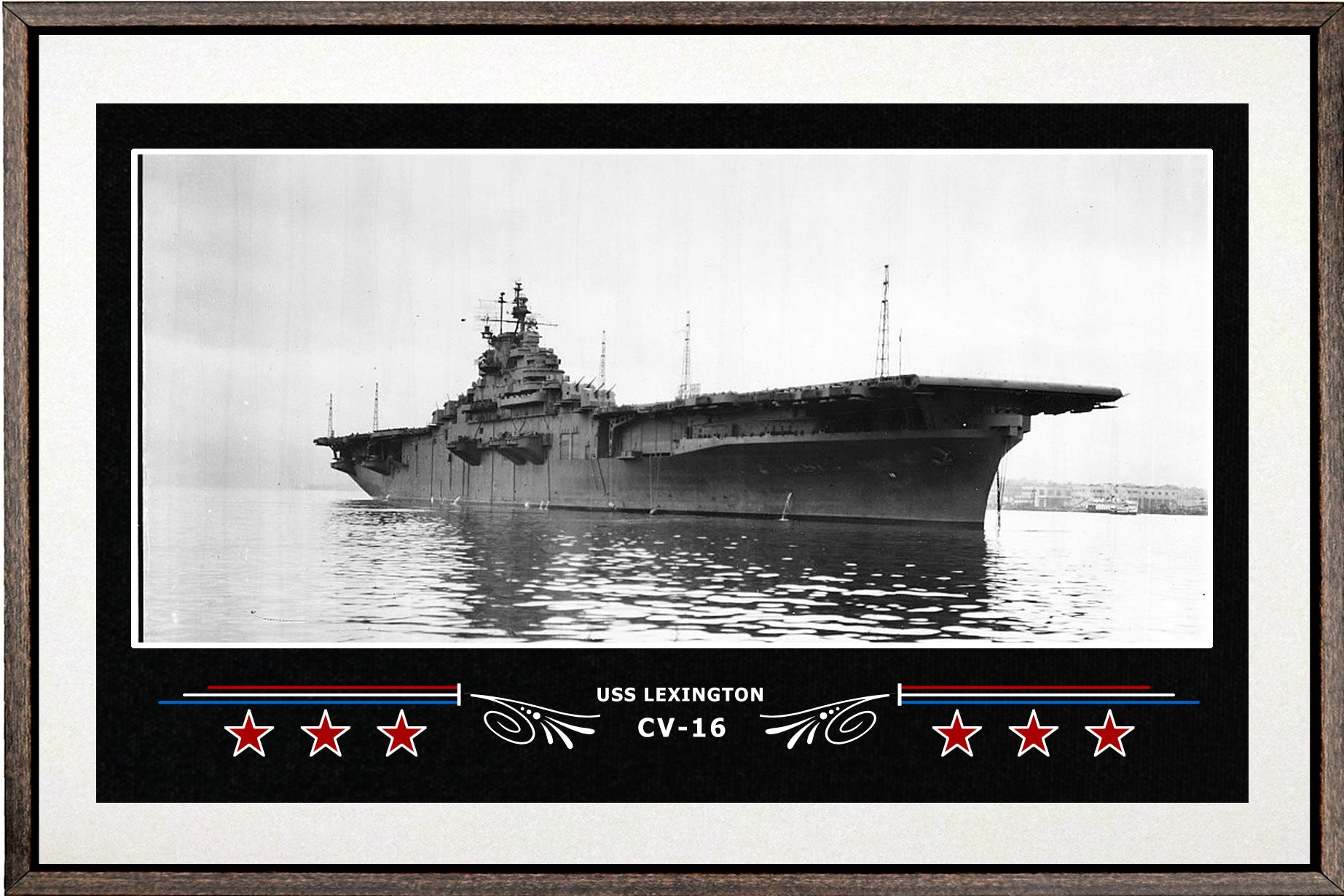 USS LEXINGTON CV 16 BOX FRAMED CANVAS ART WHITE