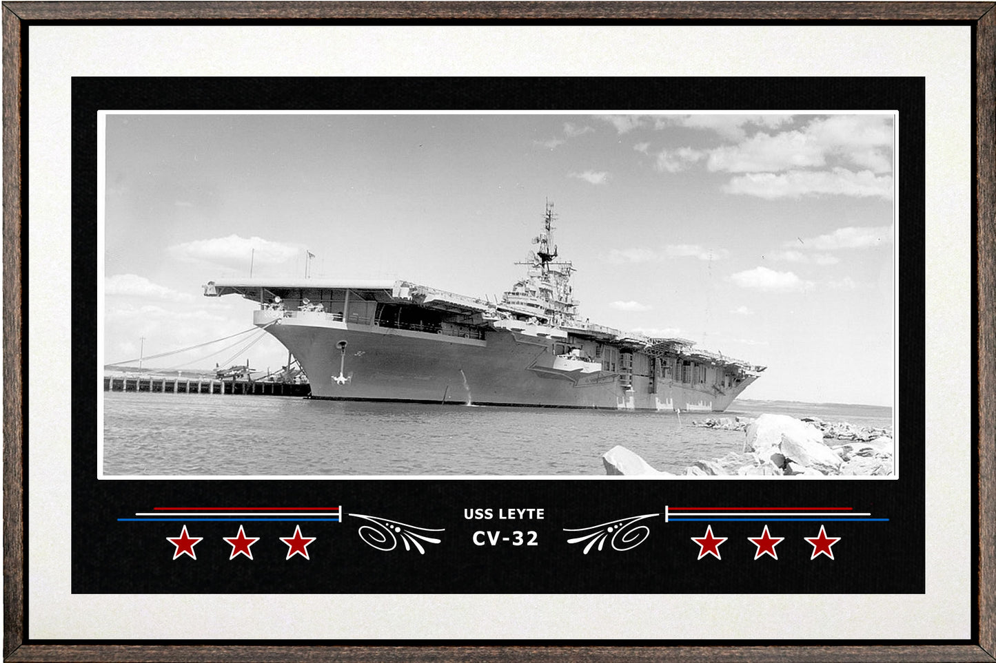 USS LEYTE CV 32 BOX FRAMED CANVAS ART WHITE
