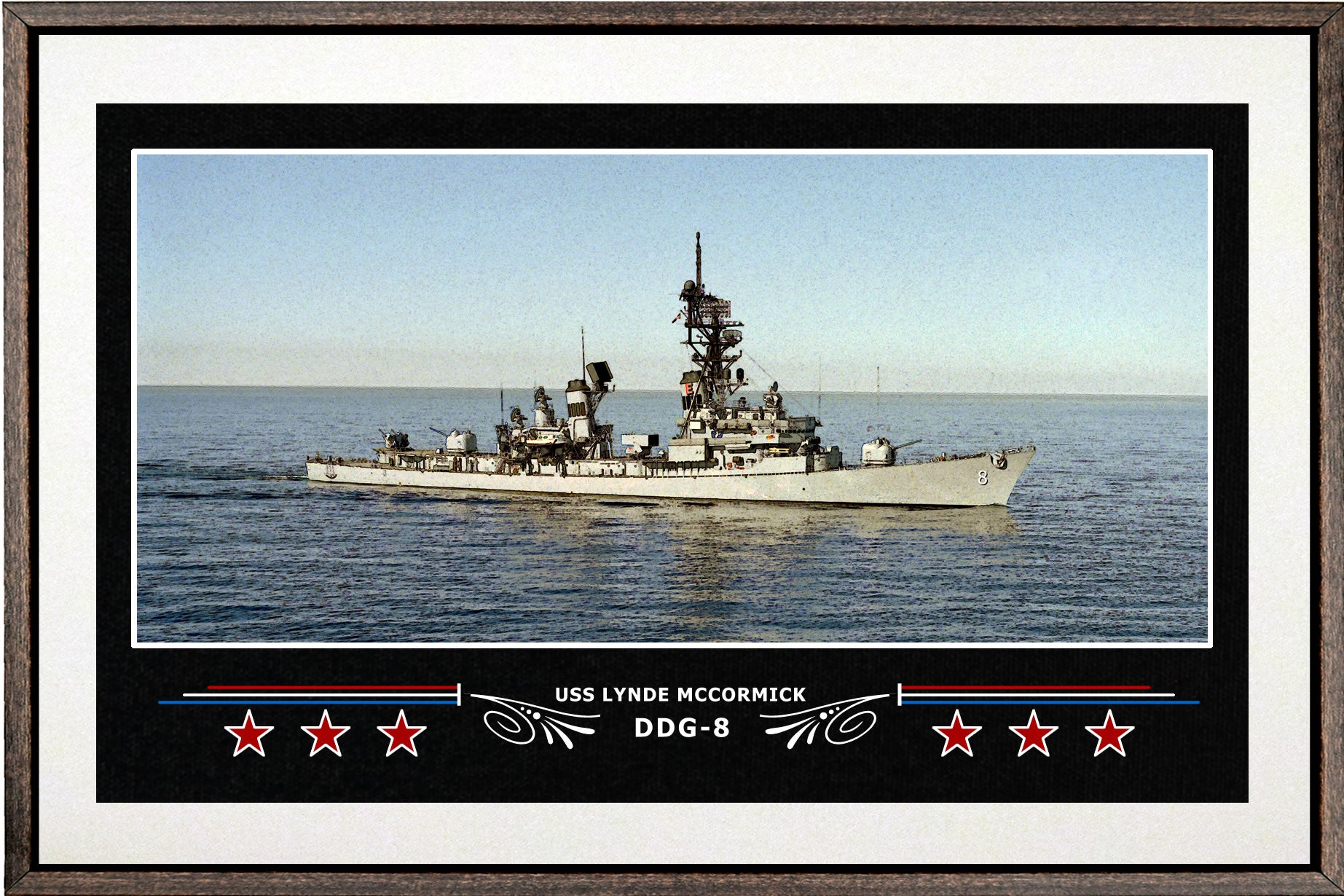 USS LYNDE MCCORMICK DDG 8 BOX FRAMED CANVAS ART WHITE
