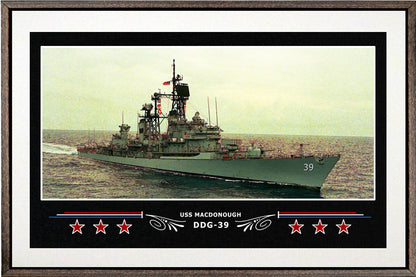 USS MACDONOUGH DDG 39 BOX FRAMED CANVAS ART WHITE