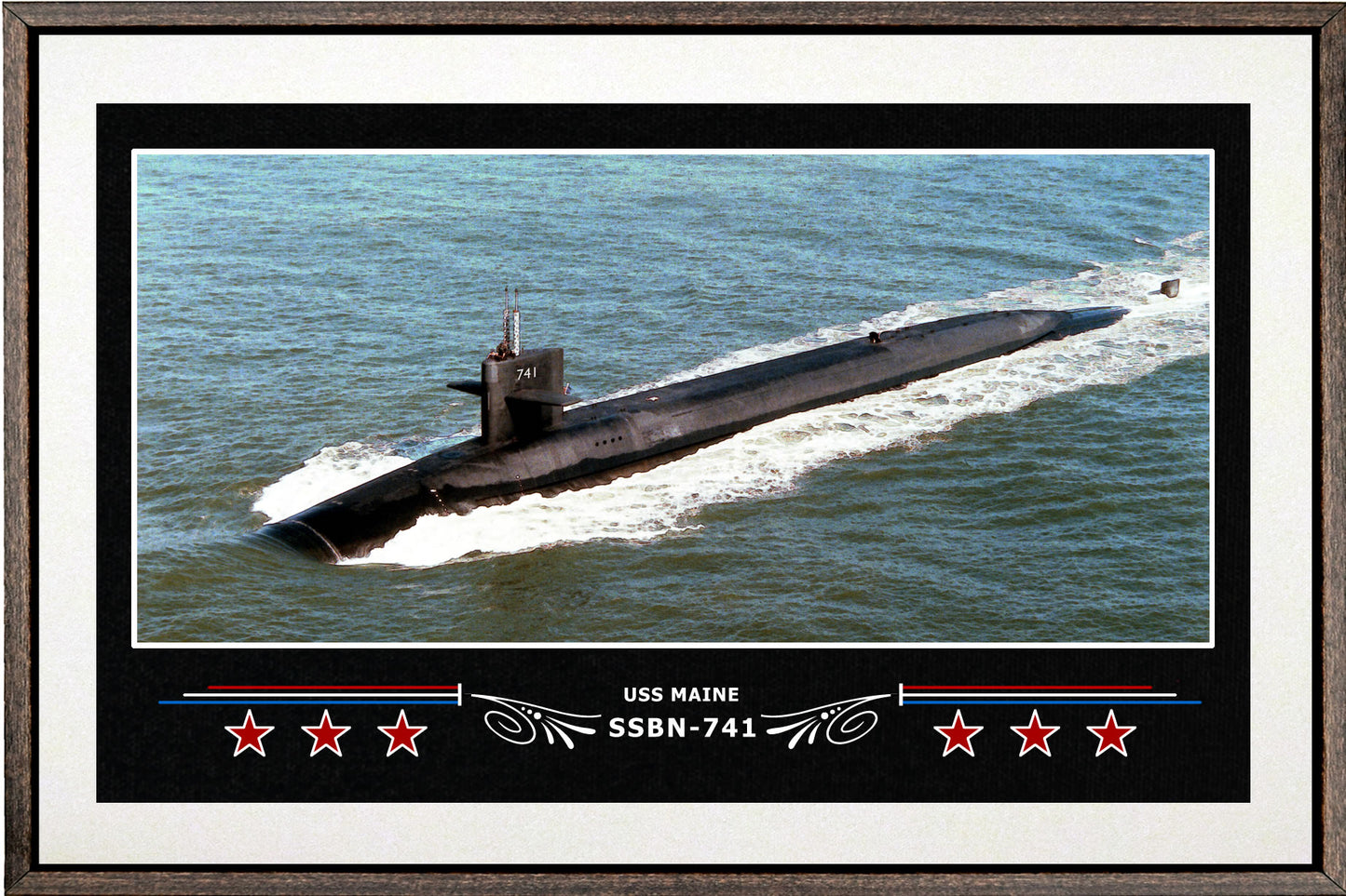 USS MAINE SSBN 741 BOX FRAMED CANVAS ART WHITE