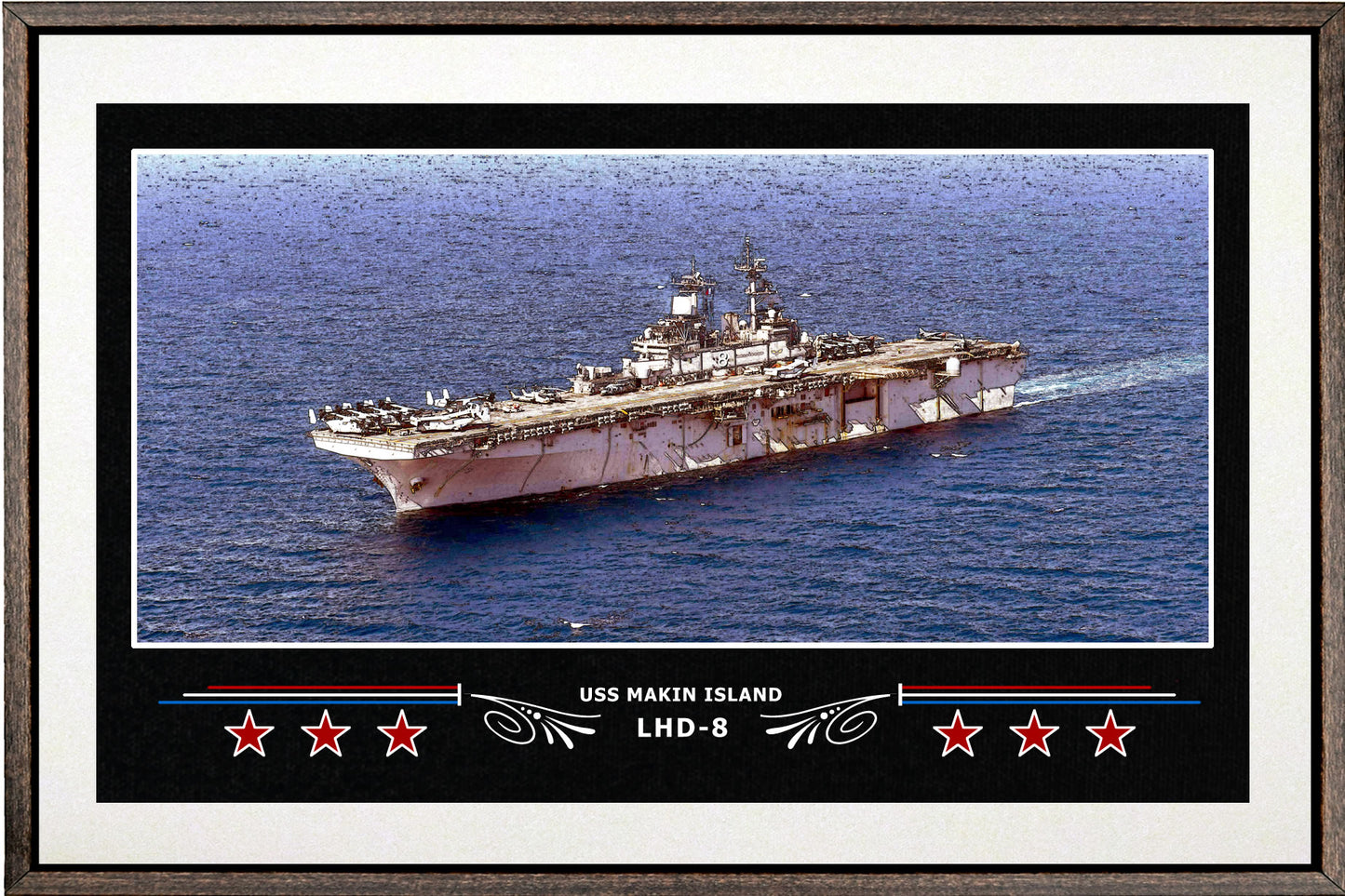 USS MAKIN ISLAND LHD 8 BOX FRAMED CANVAS ART WHITE