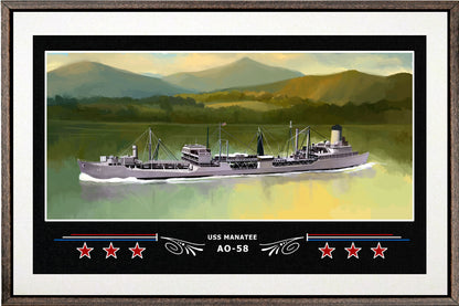 USS MANATEE AO 58 BOX FRAMED CANVAS ART WHITE