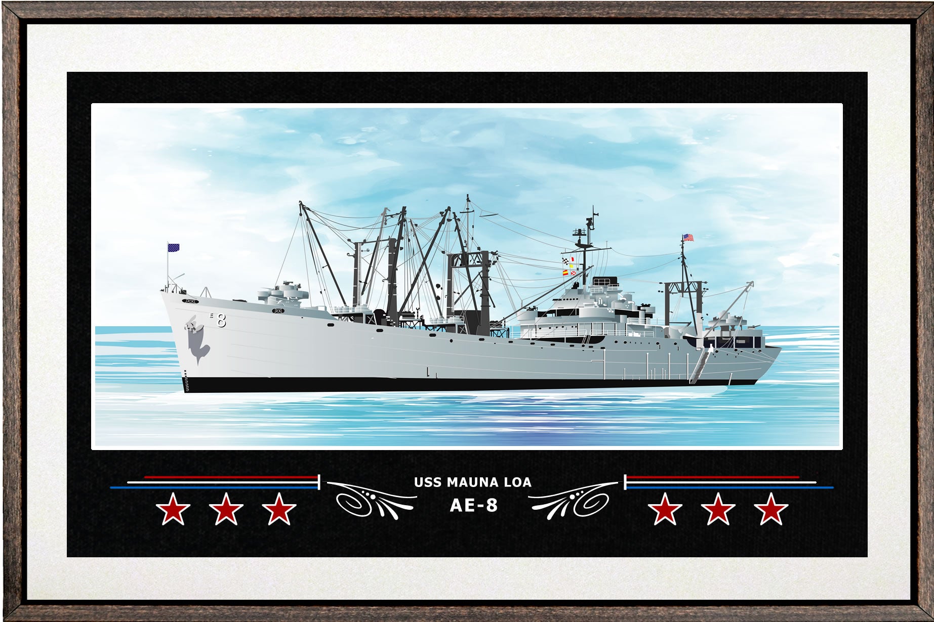 USS MAUNA LOA AE 8 BOX FRAMED CANVAS ART WHITE